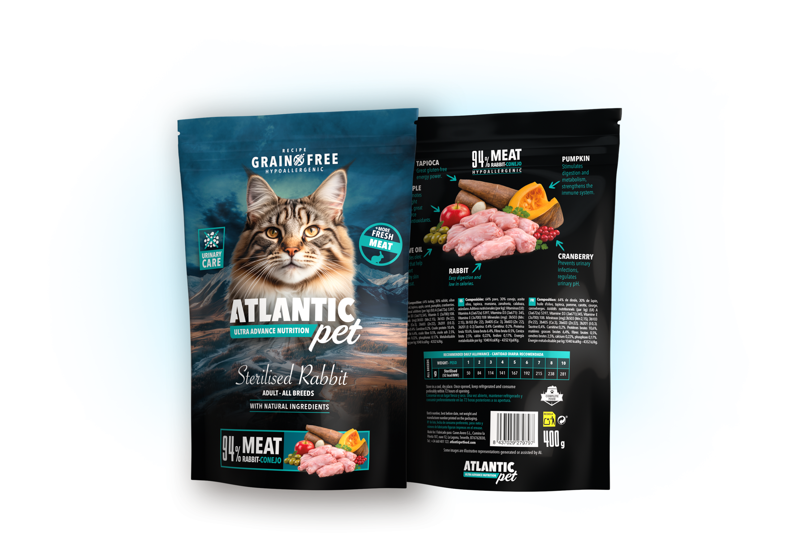 Comida húmeda con pavo y conejo para gatos esterilizados Sterilized Rabbit de Atlantic Pet