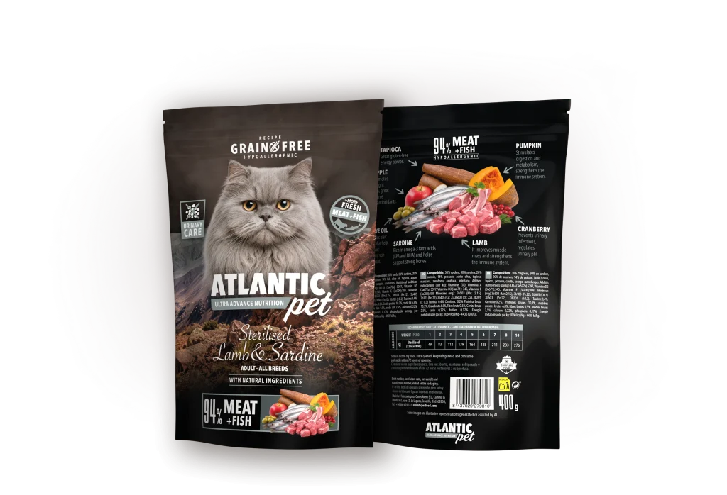 Comida húmeda de gato de Atlantic Pet, sterilised lamb & sardine