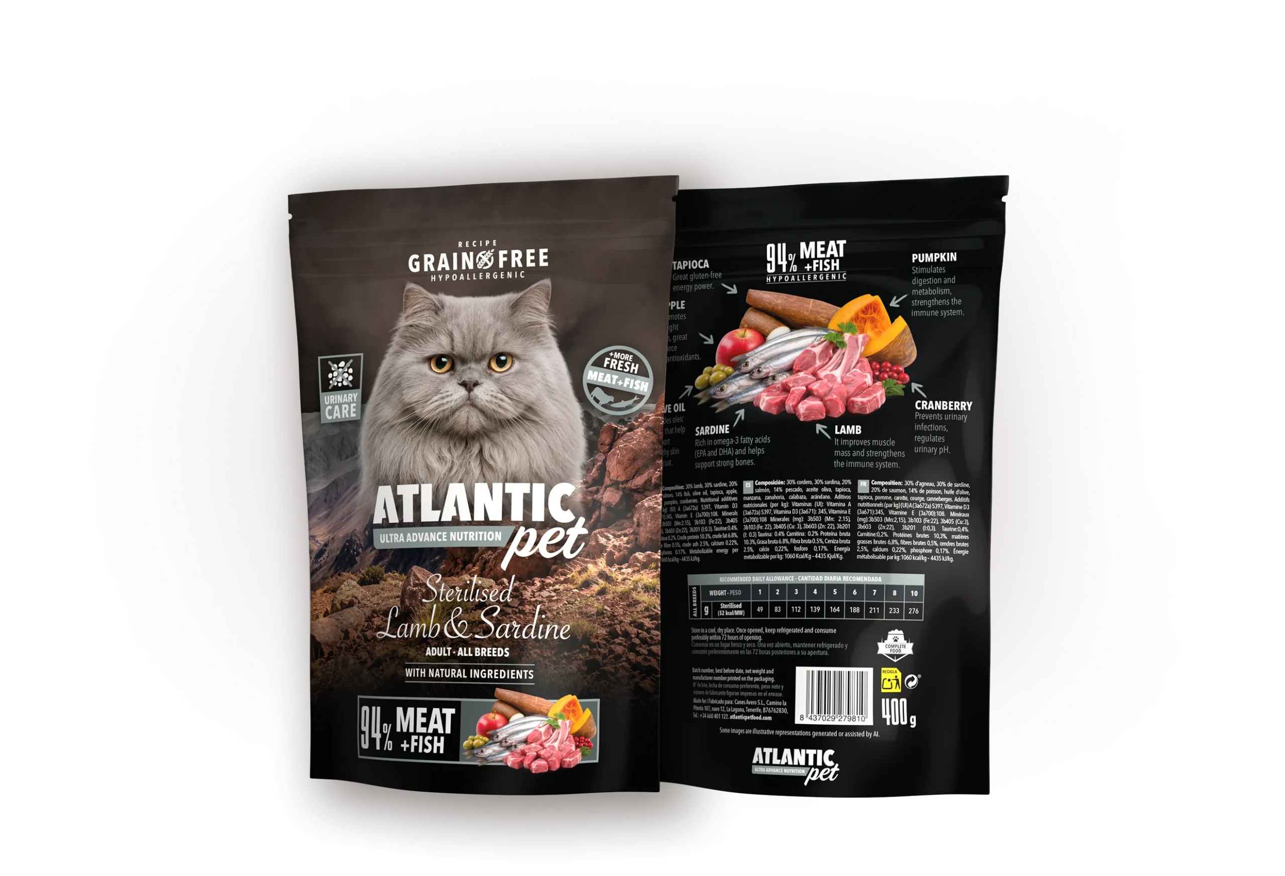 Comida húmeda con cordero y sardina para gatos esterilizados Sterilized Lamb & Sardine de Atlantic Pet