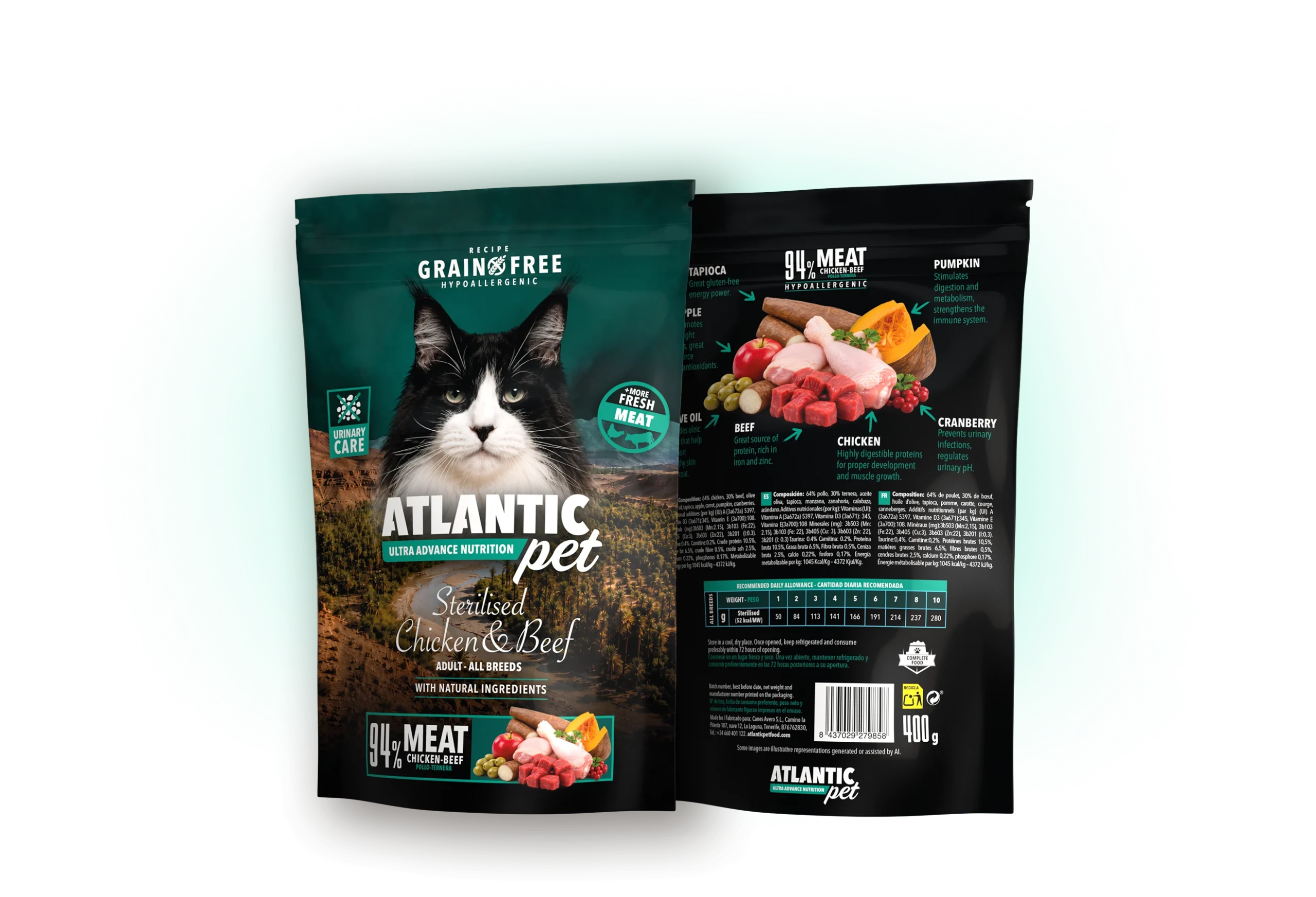 Comida húmeda de pollo y ternera para gatos esterilizados Sterilized Chicken & Beef de Atlantic Pet